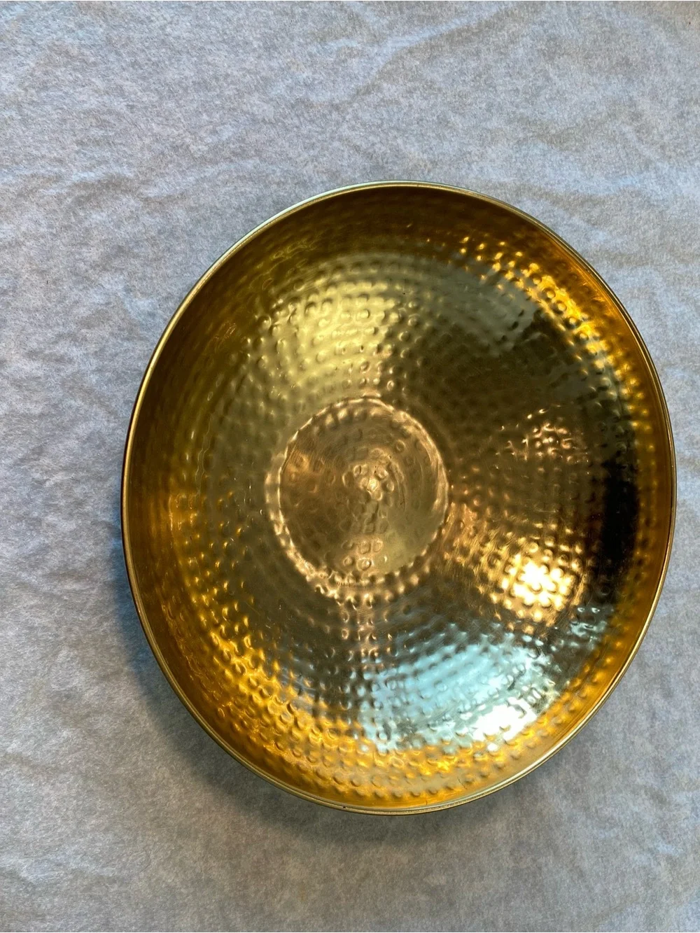 Hammered Metal Decorative Bowl in Luminous Gold